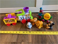 Little people train and Barney toy lot