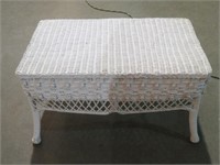 WHITE WICKER OUTDOOR TABLE