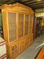 2 PIECE LIGHTED OAK CHINA HUTCH