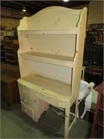 PAINTED SOLID WOOD 4 DRAWER DESK W/HUTCH TOP