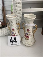 Pair of Vintage Vases (Pansies) (U231)