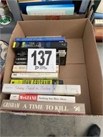 Box of (11) Paperback Books (Fiction) & (1) VHS