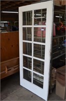 Vintage 10 Pane Door w/Beveled Glass Windows