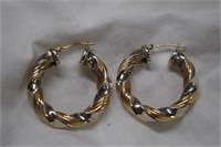14k Gold & Sterling Hoop Earrings