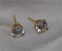 14k Gold & White Stone Earrings
