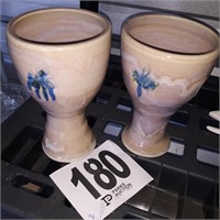 (2) Hand Made Multi Glazed Goblets (U234)