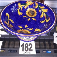 12" Sunflower/Cobalt Blue Fruit Bowl (Perfect