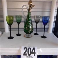 Wine Decanter & (4) Glasses (U234)