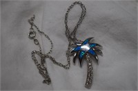 Sterling Silver & Opal Palm Tree Necklace