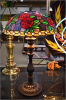 Beautiful Tiffany Stlye Lamp w/Two Bulbs 23" High