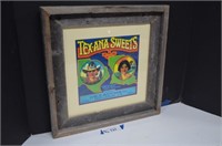 Texana Sweets Crate Label in Barnwood Frame