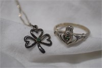 Sterling Silver Claddagh Ring Sz 10.5, and
