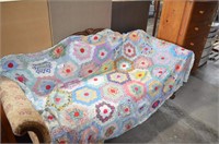 Hand Quilted Honeycomb Quilt Top 84 X 64