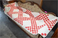 Hand Quilted Red & White Quilt