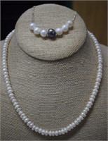 Sterling Silver & Genuine Pearl Necklace and