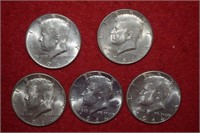 (5) 1964 Unc. Kennedy Silver Half Dollars
