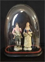 Glass dome display case w/Japan made figurines