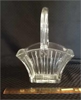 Glass basket with applied handle