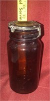 Vintage Quart Amber Jar with lid