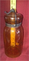 Vintage Amber globe jar with lid