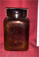 Vintage Amber Lab Jar w/markings- See Details