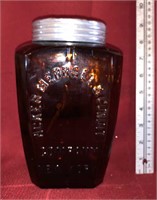 Vintage Amber Coffee Jar w/markings-see details