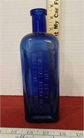 Vintage Cobalt Blue glass Tonic Bottle-see details
