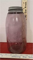 Vintage Lavender Glass Masons Jar with tin lid