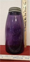 Vintage Violet Glass Drey Mason jar with tin lid