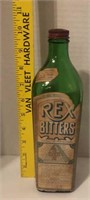"Rex Bitters" Green Tonic Bottle