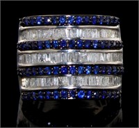Genuine 2.00 ct Sapphire & Baguette Diamond Ring