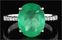 14kt Gold 4.09 ct Natural Emerald & Diamond Ring