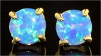 Stunning 2.00 ct Blue Opal Solitaire Earrings