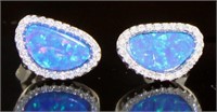 Beautiful Blue Fire Opal & White Topaz Earrings
