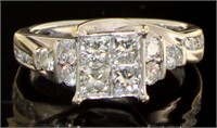 14kt Gold Princess Quad Cut 1.50 ct Diamond Ring