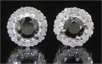 Natural 2.50 ct Black-White Diamond Stud Earrings