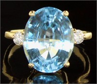 14kt Gold Natural 9.06 ct Topaz & Diamond Ring