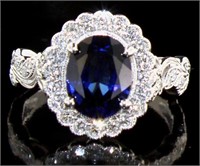 14kt Gold 3.11 ct Oval Sapphire & Diamond Ring