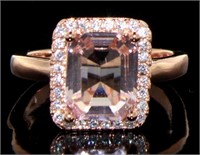 Emerald Cut 3.50 ct Morganite Designer Ring