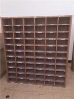 Wood Mail Sorting Shelving Unit 61 1/4"Wx67 1/2"Dx