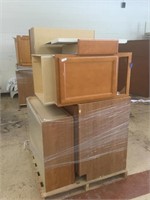 Pallet of New Oak Wood Cabinets