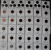 Display of Pennies: Steel,BU Lincoln & Wheat (48)