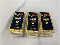 Three 50 round boxes of .22MAG rifle cartridges *W