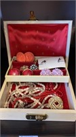 Vintage jewelry box and costume jewelry