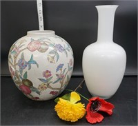 Ceramic Vase & Glass Vase