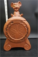 Ceramic Clock Cookie Jar w/Mouse Handle