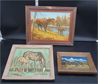 3 Framed Horse Art