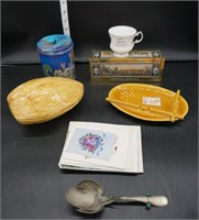 Ceramic Ashtray, Walnut Lidded Jar & More