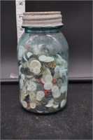 Ball Jar With Tin Lid Filled With Buttons