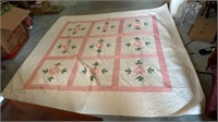 HAND STITCHED FLOWERED PINK QUILT- 7FT BY 7FT